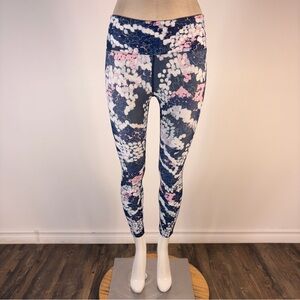 Lorna Jane Charm Core Ankle Biter Leggings XS Floral Navy